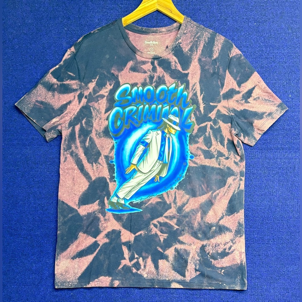 Michael Jackson ‘Smooth Criminal’ Acid Washed Streetwear Graphic T-Shirt Sz Lg
